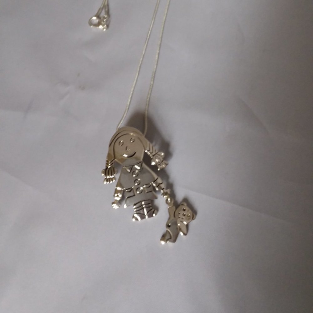 Jewelry, Adorable Girl/Bear Pendant/Pin .925 Chain